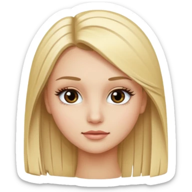 Blonde girl with straight hair with false lashes sticker