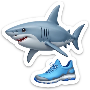 Tralalero tralala shark with blue shoes with feet sticker