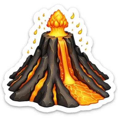 Volcano with gold lava sticker