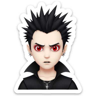 vampire emoji with spiky emo hair with stretched ears gauges sticker