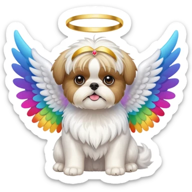 Shihtzu dog angel rainbow sticker