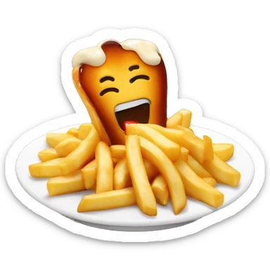 Poutine qui mange du poulet sticker