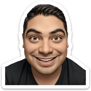 smiling boy in black shirt sticker