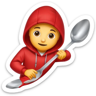Spoon wearing a red hoodie sticker