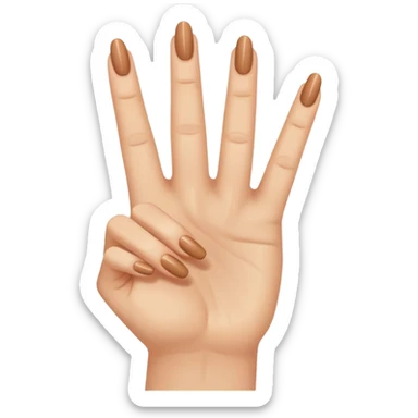 Une main humaine faisant le chiffre deux avec les doigts (index et majeur levés, les autres doigts repliés), fond neutre, photo réaliste. avec des ongles si possible  sticker