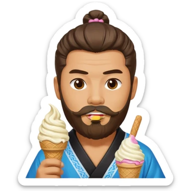 SAMURAI WITH EATING ICE CREAM BEARD GAY sticker