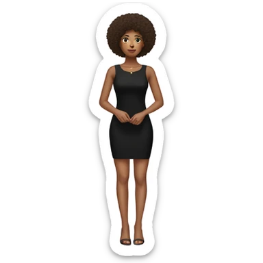 Girl with tan skin and Afro full body black bodycon dress sticker