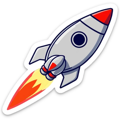 rocket with ninja stars sticker