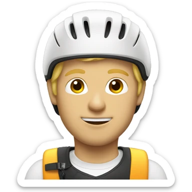 Blond white man with bike helmet on sticker