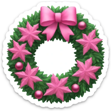 Pink Christmas wreath sticker