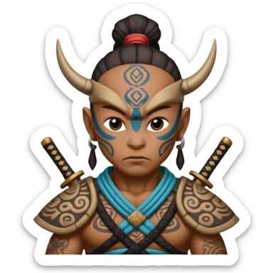 alien mayan ancient samurai with tatooed sticker