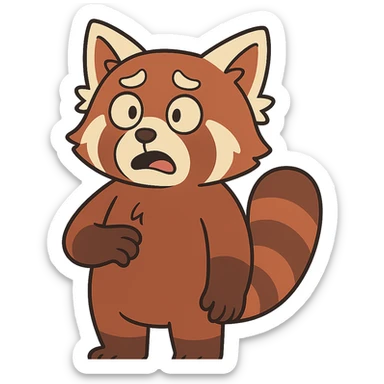 flat toon style red panda sticker