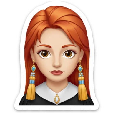 red-haired eyebrow artist with tassels sticker