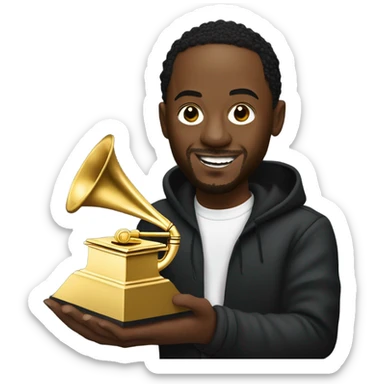 Kendrick Lamar holding a Grammy  sticker