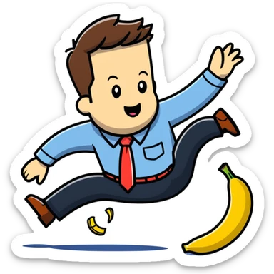 JD Vance falling backwards with one foot slipping on a single banana peel on the ground sticker