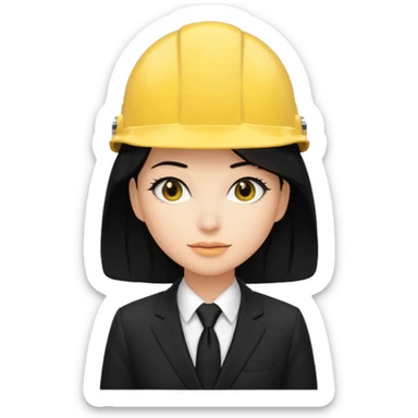 black suit black tie with yellow helmet ''black hair''  woman sticker