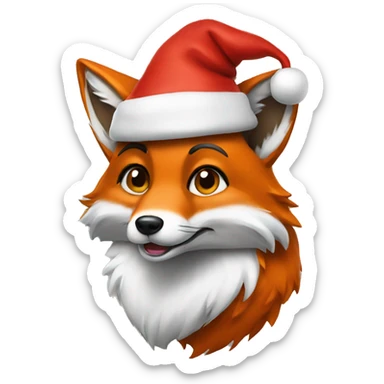 Fox wearing a Santa hat sticker