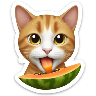 Cat eating papaya sticker