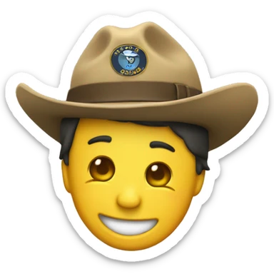 Yellow scout  emoji laughing out loud wearing a scout hat sticker