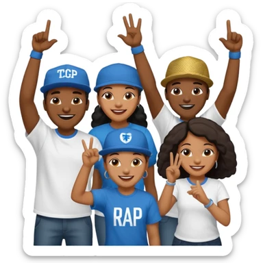 African American crowd of fans men and women at a rap concert sticker