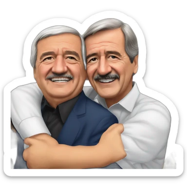 Andres Manuel Lopez Obrador hugging Vicente Fox Quezada front sticker
