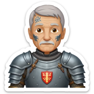 elderly tattooed knight, tattooed shoulder sticker