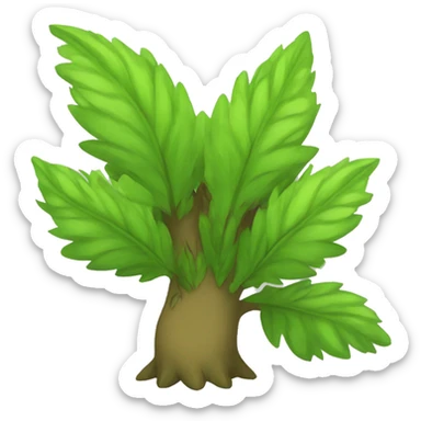  Green and Brown Kawaii Leaves-covered—Grass-Type-Bush-Fakemon-Creature full body sticker