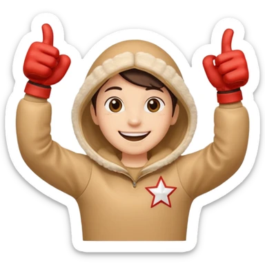 HD a smiling happy dancing toon star with both gloved hands doing thumbs up and blue background sticker