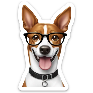 Smiling basenji wearing glasses sticker