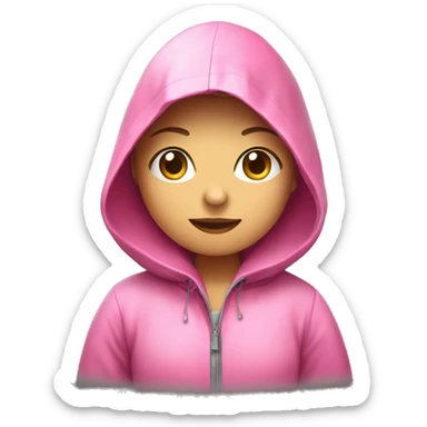 Girl in Pink raincoat dress in downpor  sticker