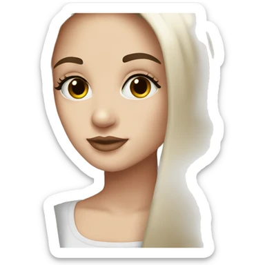 White girl dark brown straight hair lashes cute  sticker