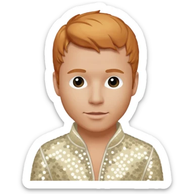 Brian Littrell from Backstreet Boys with reddish blonde hair, ivory sequin outfit sticker