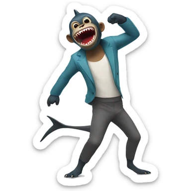 Dance shark ang monkey  sticker