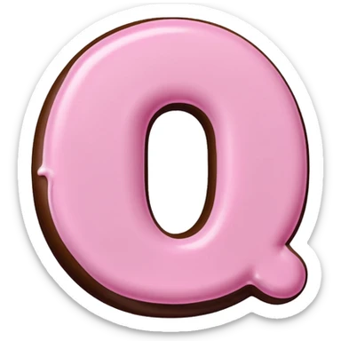 “Single pink bubble letter c, white outline, bottom dipped in chocolate with pink frosting drizzle, kawaii style, glossy, soft shading, clean outline, transparent background, Discord emoji size” sticker