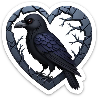realistic gothic heart with a black raven sticker