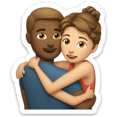 A women hugs men fair complexion  sticker