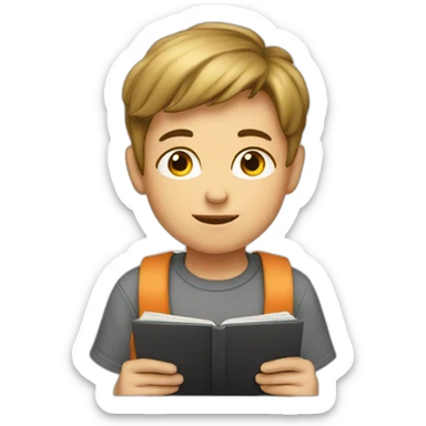 a boy with tabl;et sticker