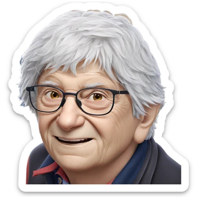 smiling old man with glasses sticker