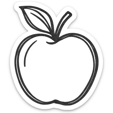 hand drawn outlined icon of a pink apple, no fill, thick lines sticker