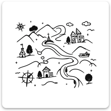 hand-drawn map with sketchy lines sticker