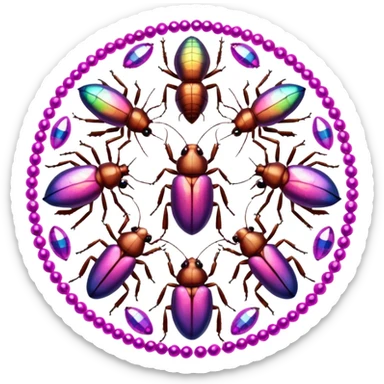 Multiple pink bedazzled cockroaches in a circle  sticker