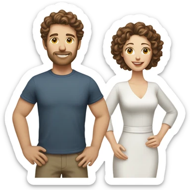 Training husband with white skin and brown hair and wife with white skin and brown curly hair  sticker