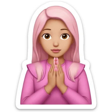 brown hands with pink nails praying sticker