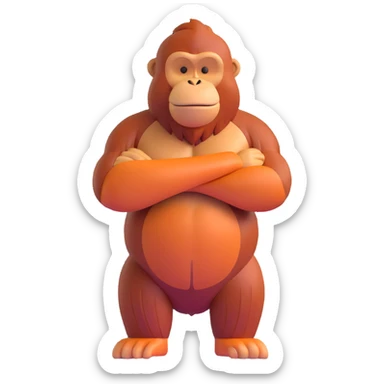 orangutan standing, arms crossed, confident sticker