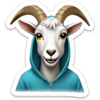 Goat wearing hoodie sticker