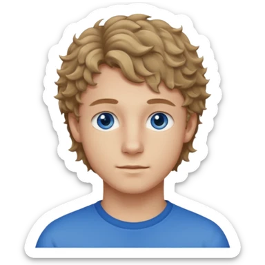 20 year old boy with slightly curly dark blonde hair and blue eyes  sticker