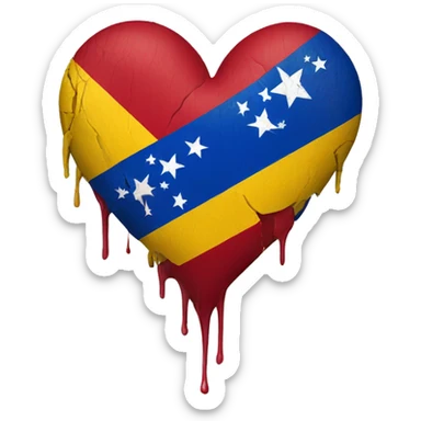 broken heart with Venezuela colors flag sticker