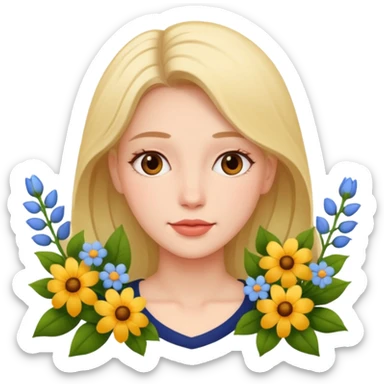 Woman with flowers all around her sticker