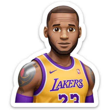 Lebron James as a half robot/cyborg AI but still keep lakers and friend;y sticker