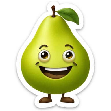 old pear with legs and arms smiling it also has a beard and big belly sticker